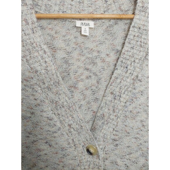 a.n.a Plus Women's Size 1X Long Sleeve Button Open Front Cardigan Tan Oatmeal - Picture 8 of 14